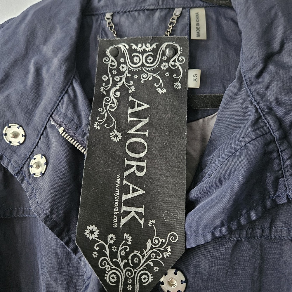 Anorak Jacket Women's sz XS Navy Blue Full Zipper Pockets Rain Layering Outdoor - Picture 3 of 12